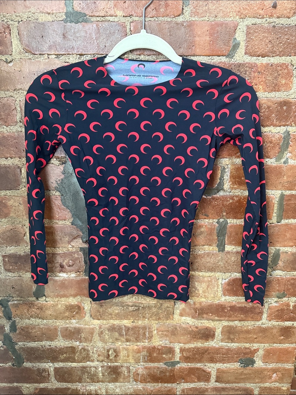 Marine Serre Black Top with Red Crescent Motif